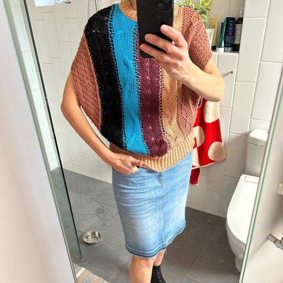 Dries Van Noten Multi-Striped Cotton Mixed Stitch Crewneck Vest - Picture 3 of 7